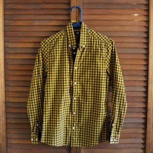 H&M Yellow & Navy Buffalo Check Button Down, XS